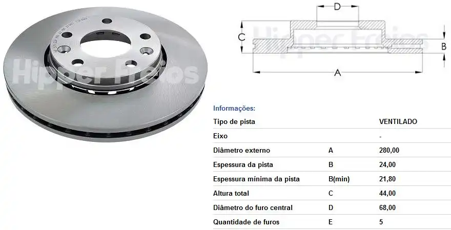 DISCO FREIO DIANTEIRO RENAULT CAPTUR 2.0 16V 2017/ VENTILADO