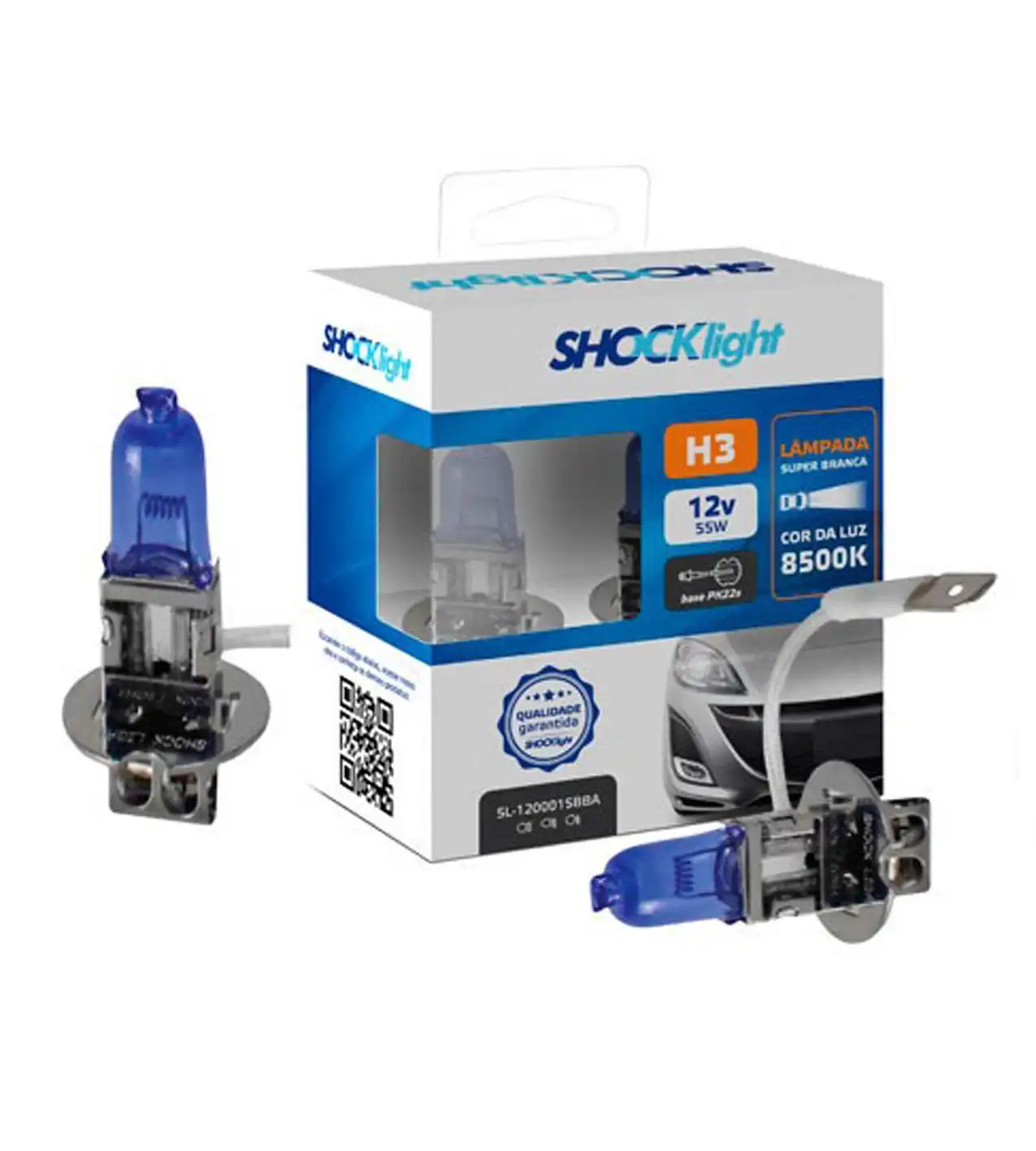 LAMPADA BIODO H-3 55W SUPER BRANCA 12V (8500K)