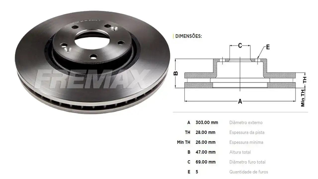 DISCO FREIO DIANTEIRO HYUNDAI AZERA 3.3 2007 A 2011