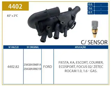 VALVULA TERMOST FIESTA,COURIER ECOSPORT 1.0 1.6 02/ GASOLINA