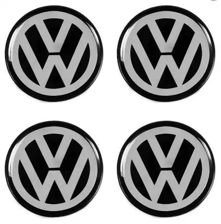 EMBLEMA CALOTA ADESIVO (VW) PRETO 48MM
