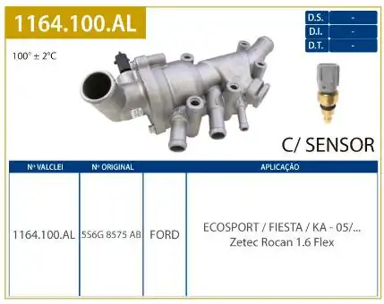 VALVULA TERMOSTATICA FIESTA 1.6 2004/ FLEX ZET ROCAM COMP AL