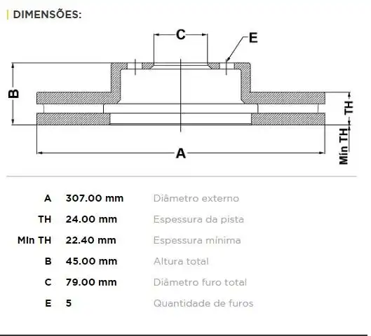 DISCO FREIO DIANTEIRO MINI COOPER 1.6 2012 A 2016 VENTILADO