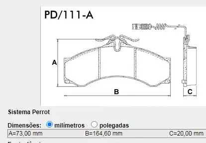 PASTILHA FREIO DIANTEIRA SPRINTER 310D 1999/