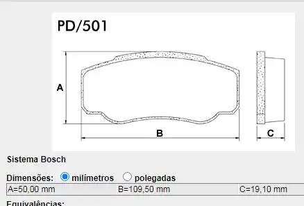 PASTILHA FREIO TRASEIRA FIAT DUCATO 2001/