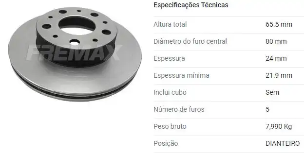 DISCO FREIO DIANTEIRO FIAT DUCATO 2.3 2010/ ARO 16 VENTILADO