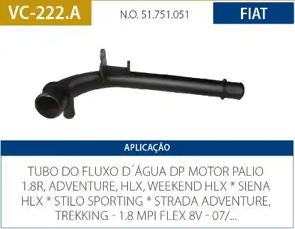 TUBO REFRIGERACAO MOTOR FIAT PALIO 1.8 8V 2006/ C/ AR QUENTE