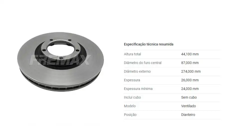 DISCO FREIO DIANTEIRO HYUNDAI HR 2006/ VENTILADO