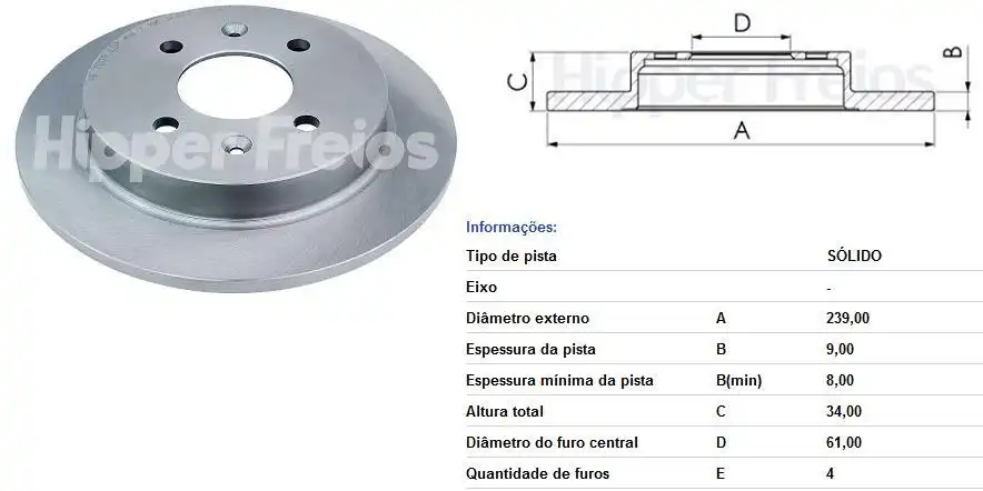 DISCO FREIO TRASEIRO HONDA CITY 1.5 16V 2010 A 2014