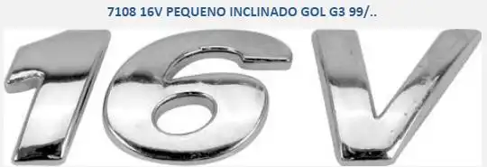 EMBLEMA 16V (CROMADO) GOL GER III INCLINADO