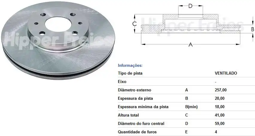DISCO FREIO DIANTEIRO FIAT PALIO 1.6 1996 A 2003