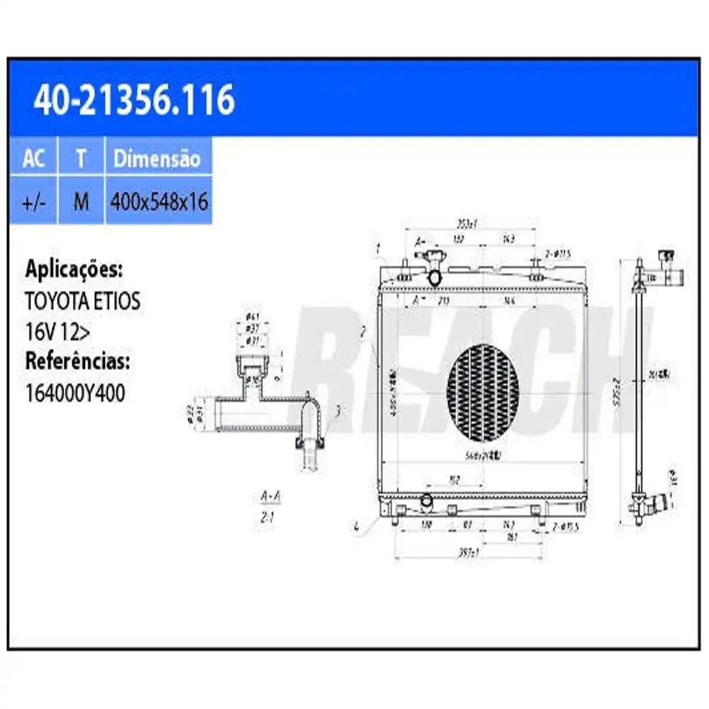RADIADOR TOYOTA ETIOS 1.3 1.5 16V 2012 A 2016