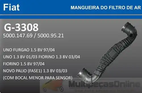 SANFONA FILTRO AR FIAT FIORINO 1.5 92/96