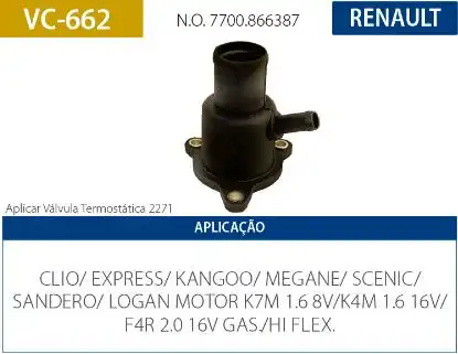 CAMARA VALVULA TERMOSTATICA RENAULT CLIO 1.6 8V 16V 1999/