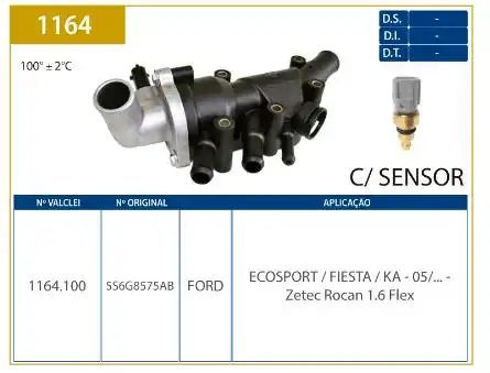 VALVULA TERMOSTATICA FIESTA 1.6 2004/ FLEX ZETEC ROCAM COMPL