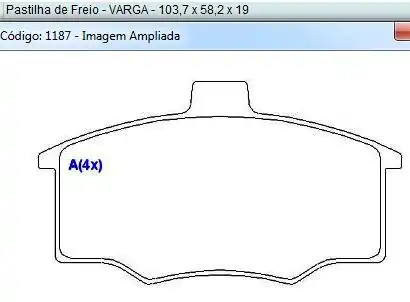 PASTILHA FREIO DIANTEIRA FIAT UNO SISTEMA VARGA