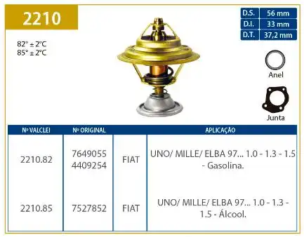 VALVULA TERMOSTATICA FIAT UNO 1.0 1.3 1.5 1997/