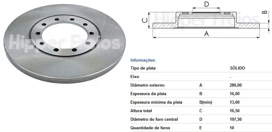DISCO FREIO TRASEIRO TRANSIT 2009 ACIMA