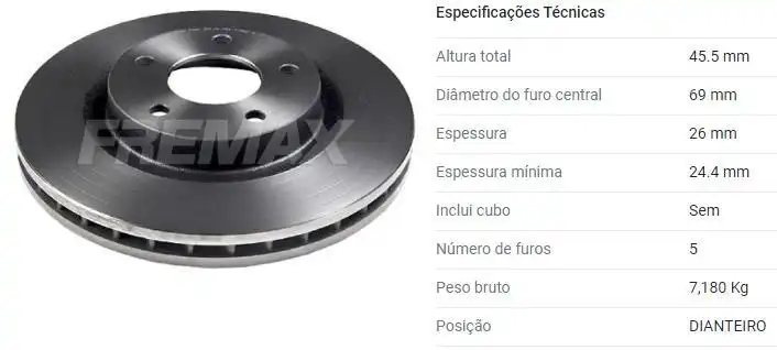 DISCO FREIO DIANTEIRO JEEP COMPASS 2.0 2012 A 2016 VENTILADO