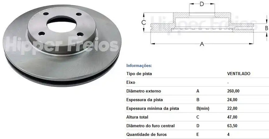 DISCO FREIO DIANTEIRO MONDEO 1.6 1.8 2.0 16V 1993/ VENTILADO