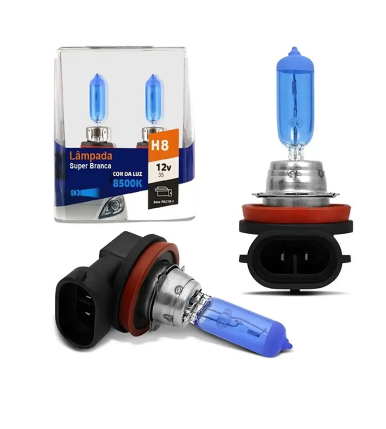 LAMPADA BIODO H-8 35W SUPER BRANCA 12V 2 PCS