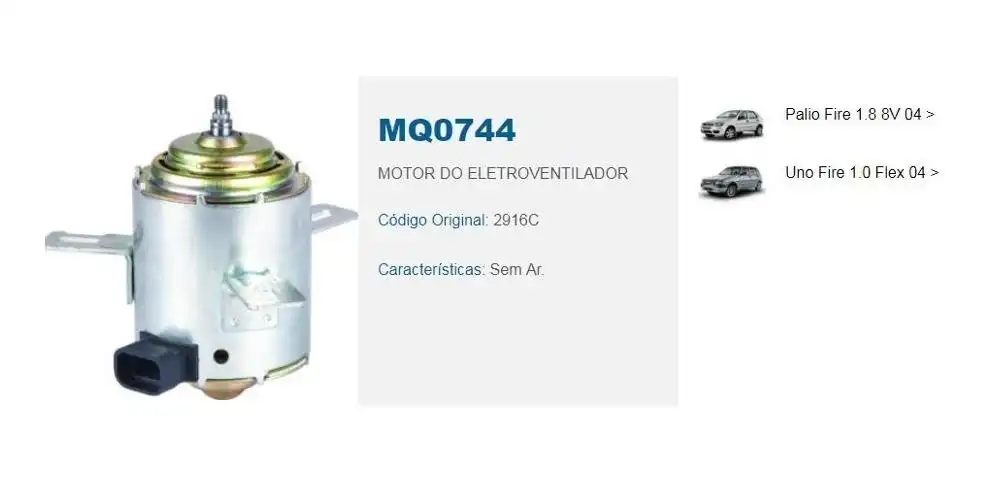 MOTOR ELETRO VENTILADOR RADIADOR FIAT UNO 1.0 FIRE FLEX 04/