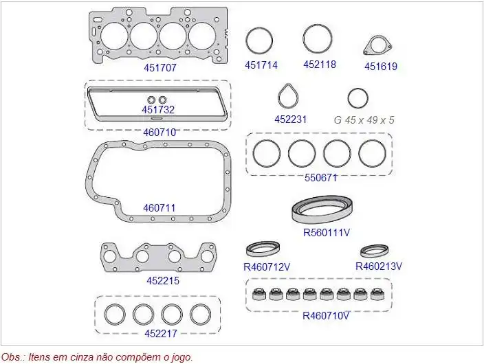 JUNTA MOTOR PEUGEOT 206 207 1.4 8V CITROEN C3 02/ FLEX COMPL