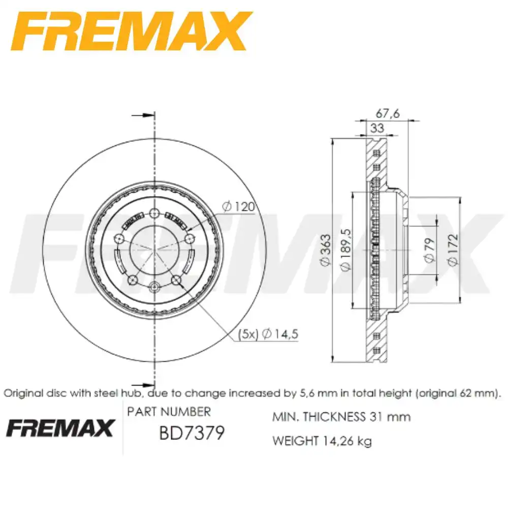 DISCO FREIO DIANTEIRO DISCOVERY 3.0 24V 2017 ACIMA VENTILADO