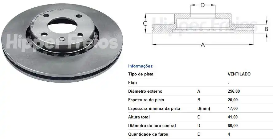 DISCO FREIO DIANTEIRO CORSA GSI 1.6 16V 1993 A 1996 VENTILAD