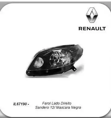 FAROL RENAULT SANDERO 2012 EM DIANTE ESQ (MASC NEGRA)