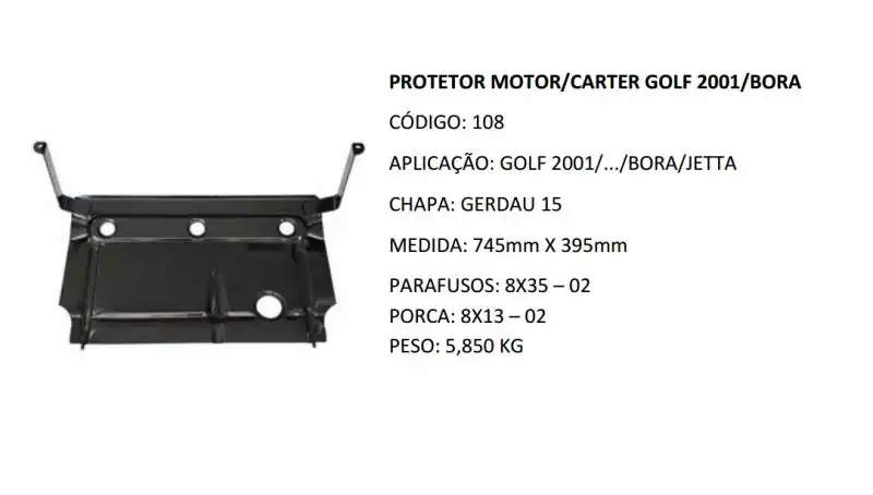 PROTETOR MOTOR GOLF 2001/ BORA,AUDI A-3  ( REFORCADO )