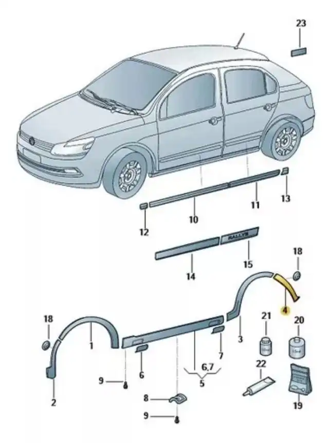 MOLDURA PARALAMA GOL GV RALLY TRAS ESQUERDO(PTE PARACHOQUE)