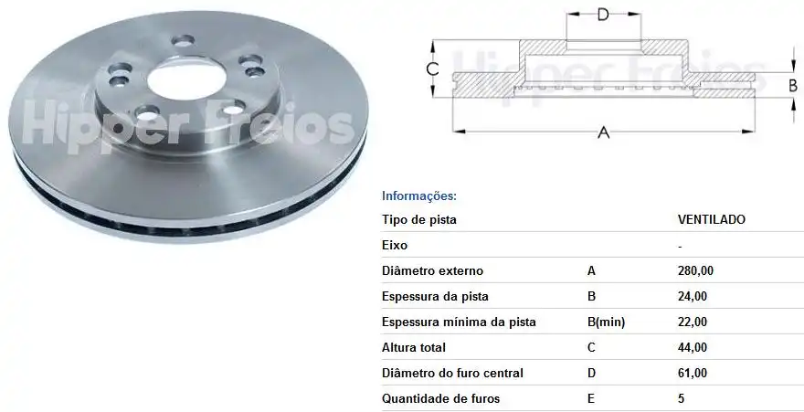 DISCO FREIO DIANTEIRO RENAULT MEGANE 1.6 16V 1999/ VENTILADO