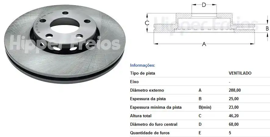 DISCO FREIO DIANTEIRO AUDI A4 2.0 08/ VENTILADO