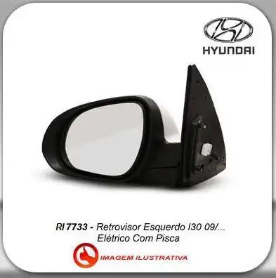 ESPELHO EXT I30 2009 A 2012 ESQ ELETRICO C/PISCA