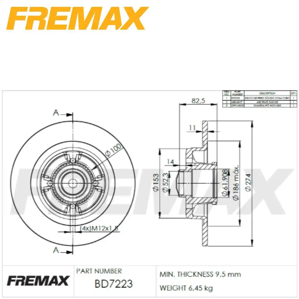 DISCO FREIO TRASEIRO PEUGEOT 208 1.2 12V 2017 A 2022