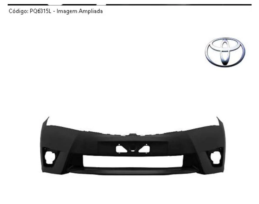 PARACHOQUE DIANTEIRO TOYOTA COROLLA 2014 A 2017 PRETO LISO