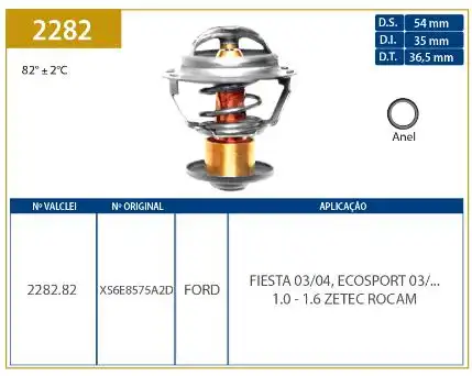 VALVULA TERMOSTATICA FIESTA 1.0 1.6 2003 A 2004 ZETEC ROCAM