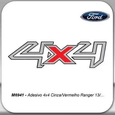 EMBLEMA ADESIVO "4X4" RANGER 2013/ (CINZA/VERMELHO)