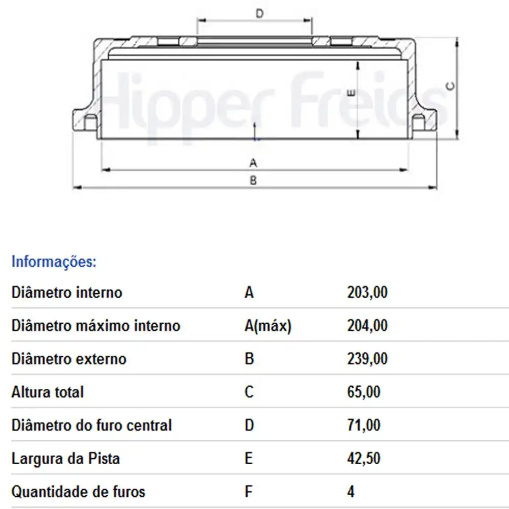 TAMBOR FREIO TRASEIRO PEUGEOT 206 1.6 2021 EM DIANTE