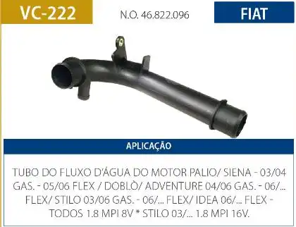 TUBO REFRIGERACAO MOTOR FIAT PALIO 1.8 8V 2003 A 2007 COM AR
