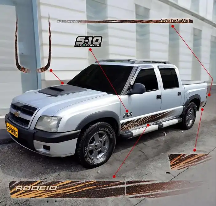 FAIXA LATERAL S-10 RODEIO 11/ FLEX POWER VERDE