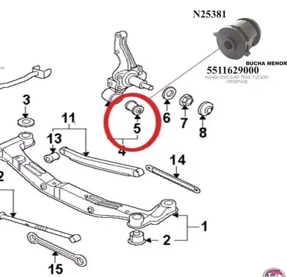 BUCHA TIRANTE TRAS HYUNDAI TUCSON 05/ PTE TRAS