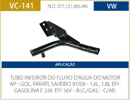 TUBO REFRIGERACAO MOTOR GOL G2 1.0 16V TURBO 2000 A 2002 GRO