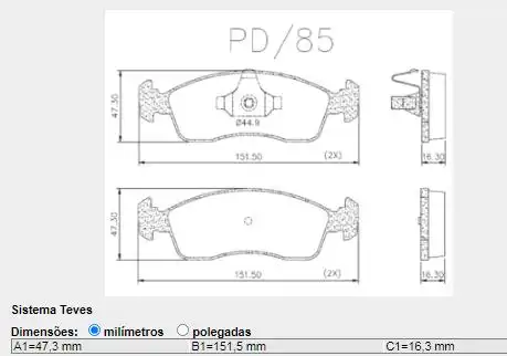 PASTILHA FREIO DIANTEIRA FIAT PALIO 1.0 1.4 2012/