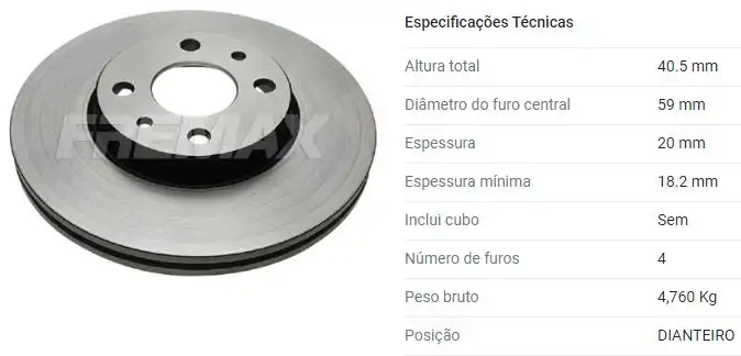 DISCO FREIO DIANTEIRO FIAT PALIO 1.6 1996 A 2003