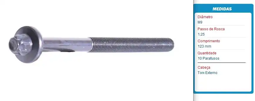 PARAFUSO CABECOTE RENAULT CLIO 1.0 16V 00/ LOGAN TWINGO KA