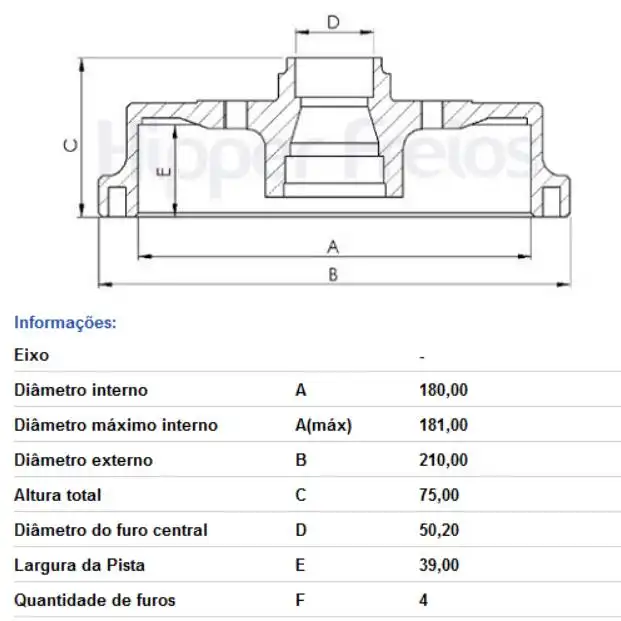 TAMBOR FREIO TRASEIRO GOL G1 1984 A 1994