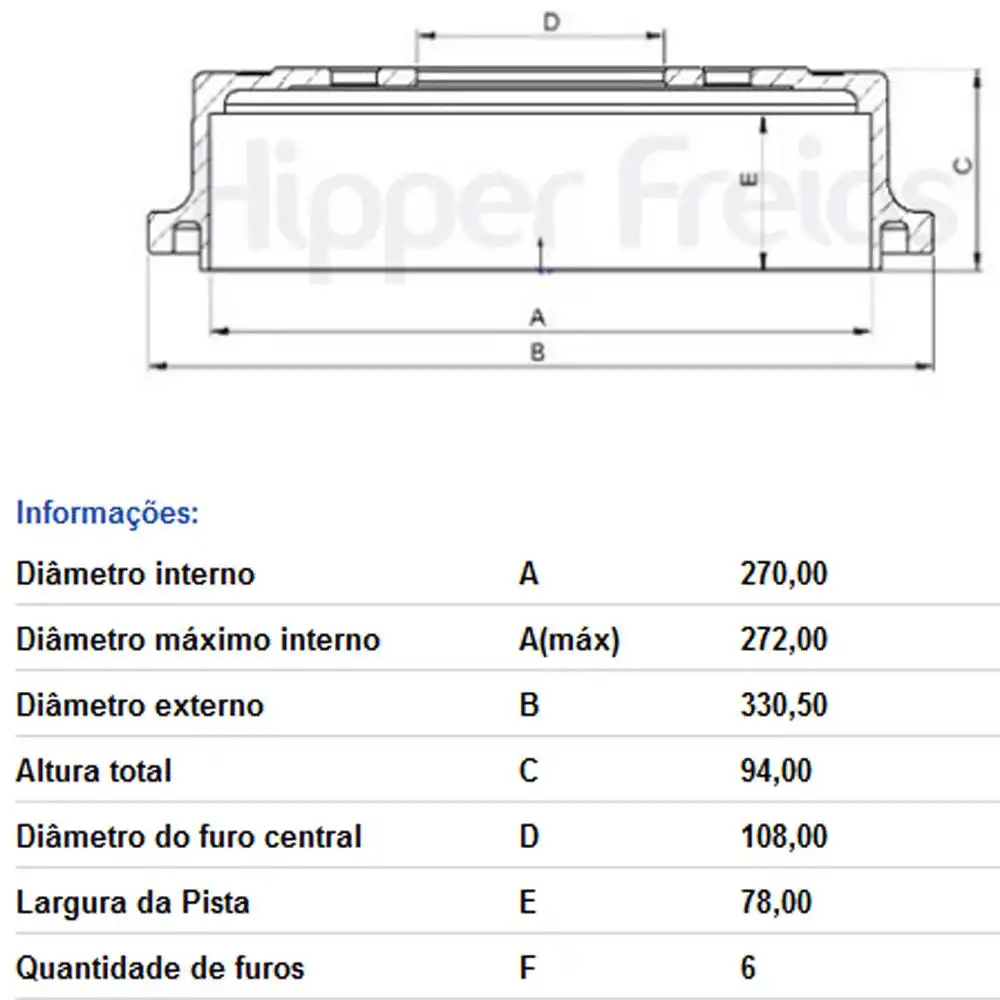 TAMBOR FREIO TRASEIRO MITSUBISHI L-200 3.2 2002 A 2004 SEM C