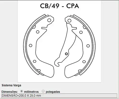 SAPATAS FREIO CORSA 94/ CORSA 02/ 1.0 1.4 AGILE 10/ SIST VAR